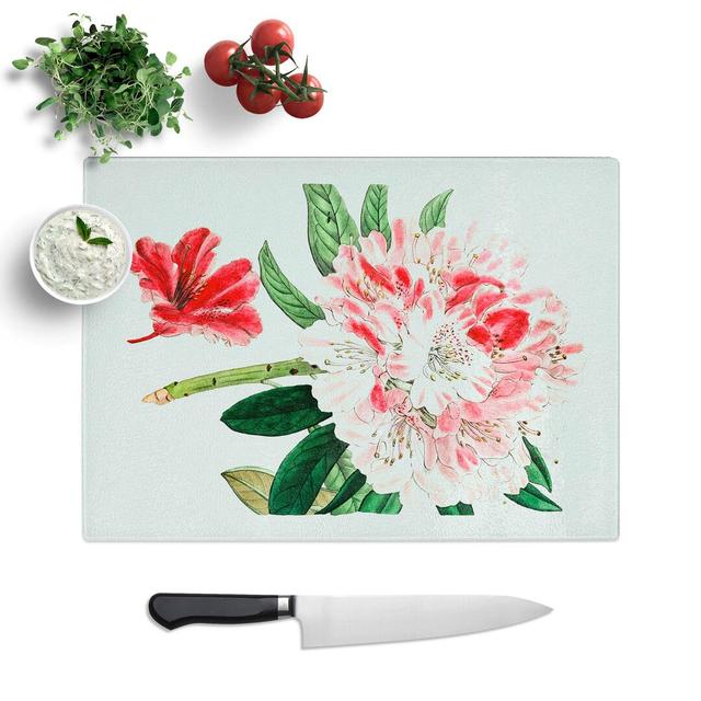 Tempered Glass Azalea Flowers Chopping Board East Urban Home Size: 28.5 cm W x 20 cm L on Productcaster.