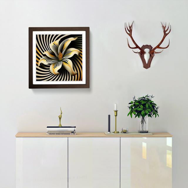 Lily Flower Op Art - Print Marlow Home Co. Format: Walnut on Productcaster.