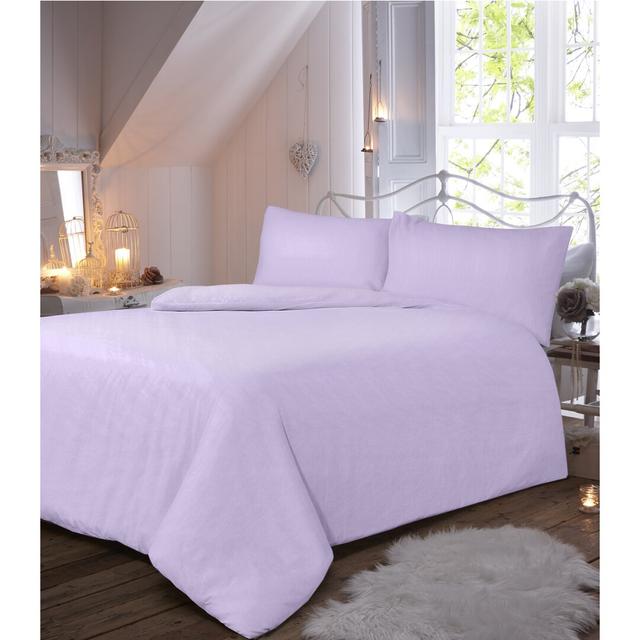 Hiroyuki 100% Cotton 200 TC Duvet Cover Set 17 Stories Size: King Duvet Cover + 2 Standard Pillowcases, Colour: Lilac on Productcaster.