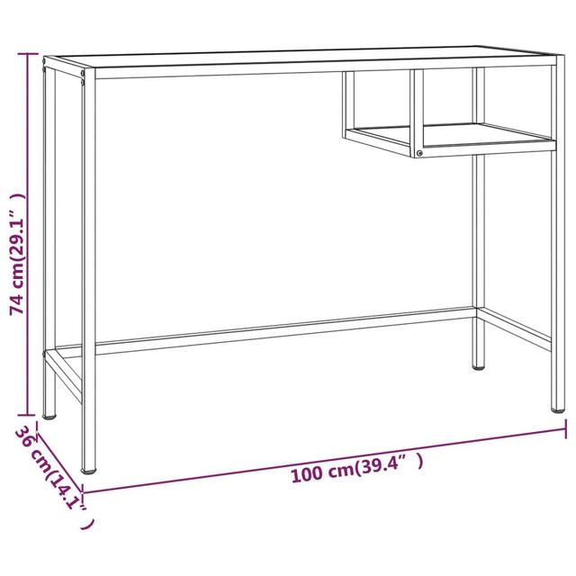 Eliziah Desk Ebern Designs Frame Colour: Gold, Top Colour: Clear/Black on Productcaster.