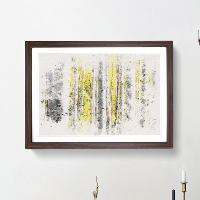 Yellow Birch Tree Forest Watercolour - Picture Frame Graphic Art Print East Urban Home Frame Option: Walnut Framed, Size: 62cm H x 87cm W x 2cm D on Productcaster.