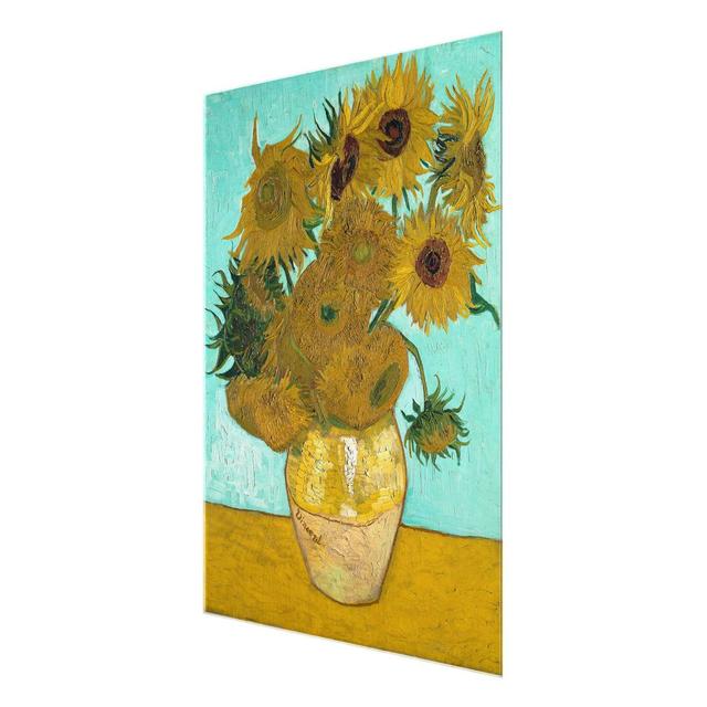 'Vase with Sunflowers' by Vincent Van Gogh Painting on Glass East Urban Home Size: 100 cm H x 75 cm W on Productcaster.