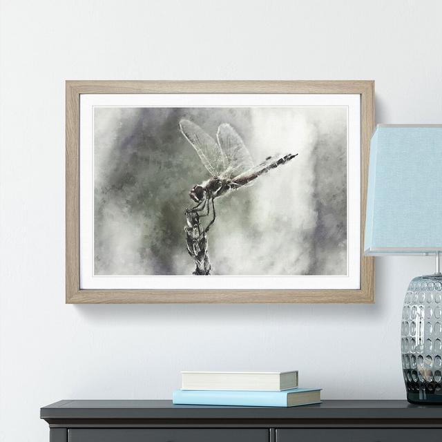 Perched Dragonfly - Picture Frame Graphic Art Print East Urban Home Format: Oak, Size: 62cm H x 87cm W x 2cm D on Productcaster.