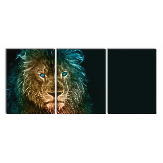 Proud Lion Abstract - 3 Piece Print on Canvas East Urban Home Size: 80cm H x 180cm W on Productcaster.