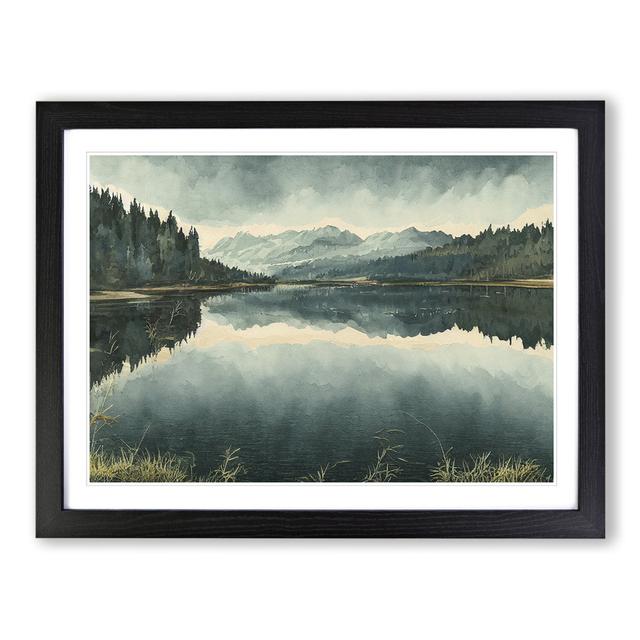 Mountain Lake Watercolour Vol.2 Alpen Home Frame Colour: Black Framed, Size: 34cm H x 46cm W x 2cm D on Productcaster.