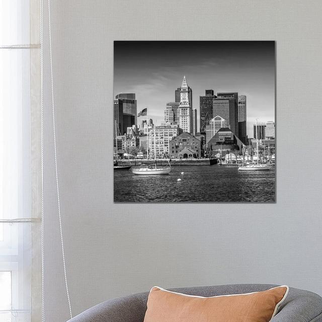 Boston Skyline Monochrome by Melanie Viola - Wrapped Canvas Print Latitude Run Size: 66.04cm H x 66.04cm W x 1.905cm D on Productcaster.