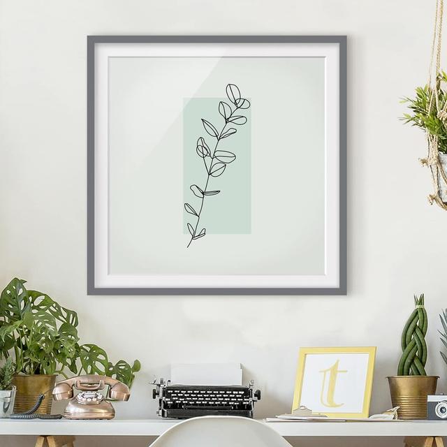 Branch Geometry Square Line Art - Single Picture Frame Print ClassicLiving Size: 50cm H x 50cm W x 2cm D, Matte Colour: White, Format: Grey on Productcaster.