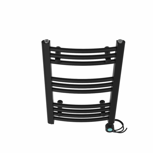 Curved Prefilled Electric Heated Towel Rail Symple Stuff Size: 60" H x 40" W x 4.5" D, Finish: Black on Productcaster.