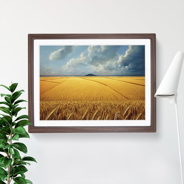 Favourable Wheat Field - Single Picture Frame Painting ClassicLiving Size: 46cm H x 64cm W x 2cm D, Frame Colour: Walnut on Productcaster.