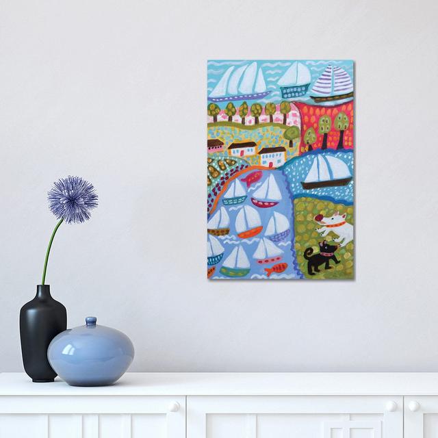 Dogs & Sailboats by Karen Fields - Wrapped Canvas Gallery-Wrapped Canvas Giclée Breakwater Bay Size: 45.72cm H x 30.48cm W x 1.905cm D on Productcaster.