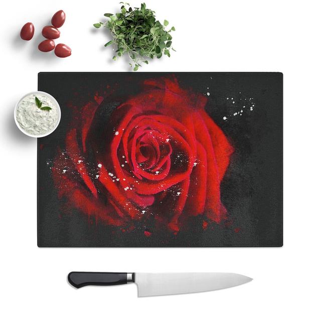 Rose Flower Vol.6 Paint Splash Chopping Board East Urban Home Size: 0.4cm H x 20cm W x 28.5cm L on Productcaster.