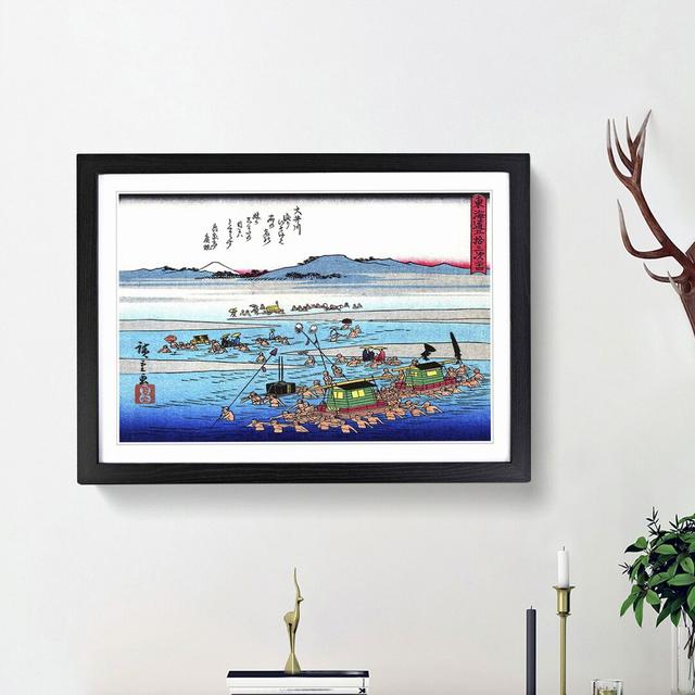 Workers in the River by Utagawa Hiroshige - Picture Frame Painting Print East Urban Home Frame Option: Black Framed, Size: 27cm H x 36cm W x 2cm D on Productcaster.