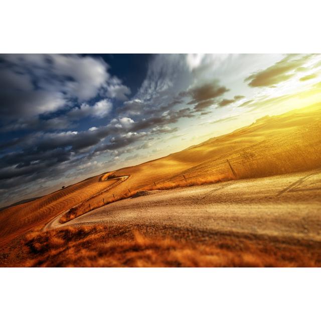 Fields In The Sunset - Wrapped Canvas Print 17 Stories Size: 20cm H x 30cm W x 3.8cm D on Productcaster.