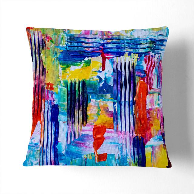 Abstract Art Painting Vol.324 by S.Johnson Cushion with Filling East Urban Home Backing Colour: White, Size: 40 x 40 cm on Productcaster.