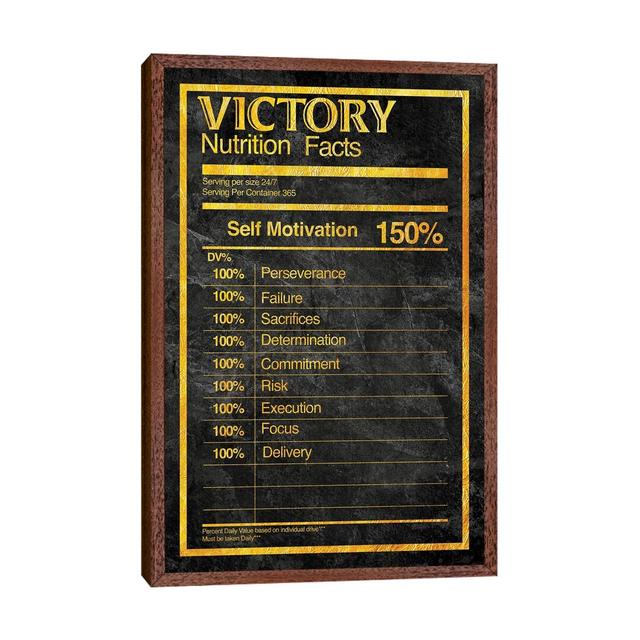 Nutrition Faces Victory - Gold Happy Larry Format: Classic Brown Wood Framed, Size: 152.4cm H x 101.6cm W x 3.81cm D on Productcaster.