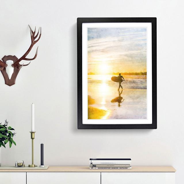 Surfer on a Spanish Beach - Picture Frame Graphic Art Print East Urban Home Frame Option: Black Framed, Size: 33cm H x 24cm W x 2cm D on Productcaster.