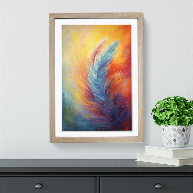 Feather Impressionism No.2 - Single Picture Frame Print on Wood Latitude Vive Frame Colour: Oak, Size: 34cm H x 25cm W x 2cm D on Productcaster.