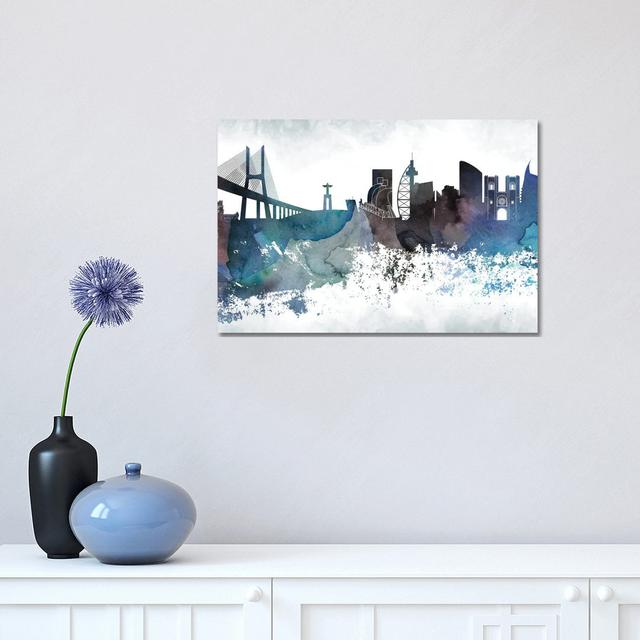 Lisbon Bluish Skyline by WallDecorAddict - Wrapped Canvas Art Prints Latitude Run Size: 30.48cm H x 45.72cm W x 1.91cm D on Productcaster.