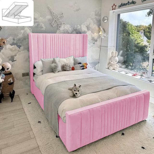 Ezzell Upholstered UK Double - DE 135 X 190 Cm Bed Brayden Studio Colour: Pink on Productcaster.