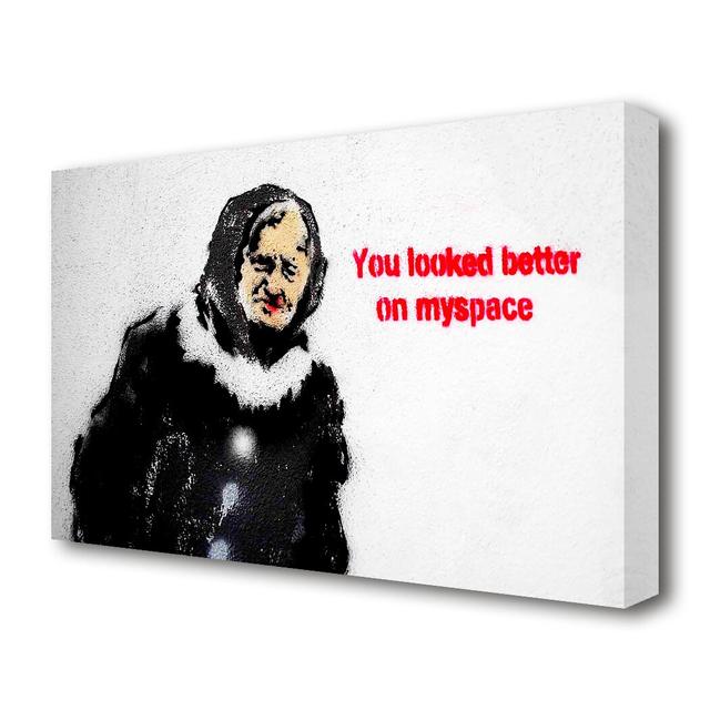 You Looked Better on Myspace by Banksy - Wrapped Canvas Graphic Art Print East Urban Home Size: 81.3 cm H x 121.9 cm W on Productcaster.