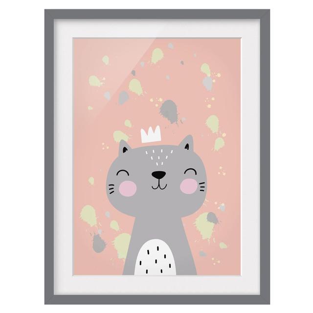 Naughty Cat Framed Print East Urban Home Rahmenoptionen: Matt grey, Size: 100 cm H x 70 cm W on Productcaster.