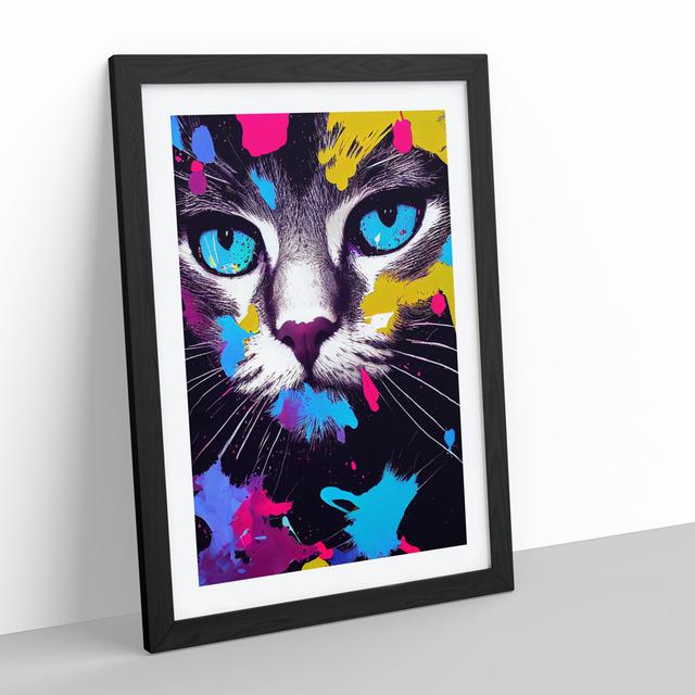 Cat Splashed in No.3 - Picture Frame Painting Latitude Run Frame Colour: Black, Size: 34cm H x 25cm W x 2cm D on Productcaster.