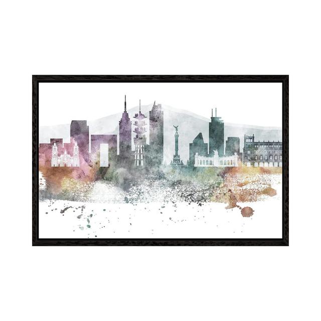 Mexico City Pastel Skylines Ivy Bronx Format: Black Framed Canvas, Size: 45.72cm H x 66.04cm W x 3.81cm D on Productcaster.