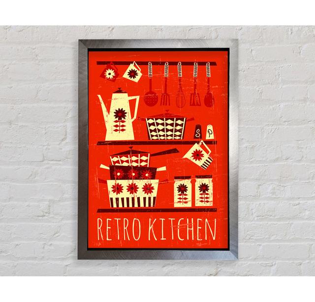 Retro Kitchen 1 Framed Print Happy Larry Format: Silver Framed Paper, Size: 84.1cm H x 118.9cm W x 3.4cm D on Productcaster.