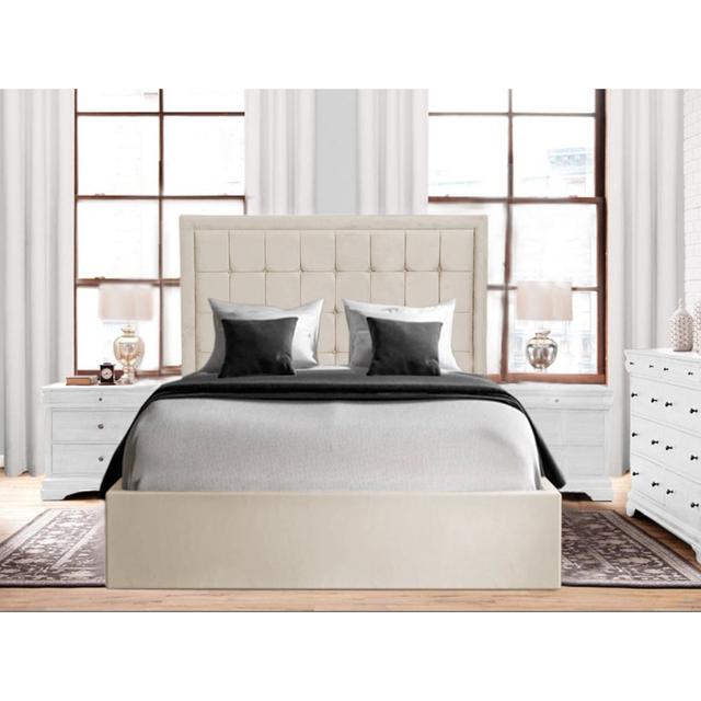 Ahian Upholstered Bed Frame Canora Grey Colour: Cream, Size: Small Double (4') on Productcaster.