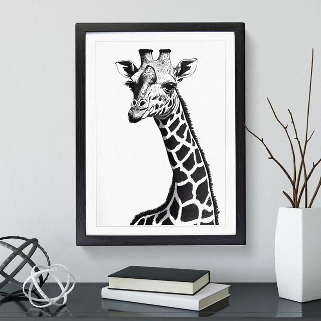 Monochrome Giraffe - Single Picture Frame Print Natur Pur Size: 64cm H x 46cm W x 2cm D, Frame Colour: Black on Productcaster.