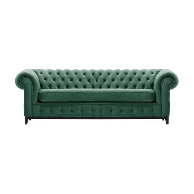 Fritch 3 Seater Chesterfield Sofa Marlow Home Co. Size: 78cm H x 244cm W x 92cm D, Upholstery Colour: Azure Green, Leg Colour: Black on Productcaster.