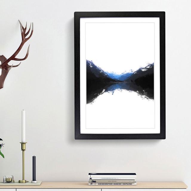 Mountains Reflecting in Abstract - Picture Frame Painting Print East Urban Home Size: 48cm H x 36cm W x 2cm D, Frame Option: Black Framed on Productcaster.