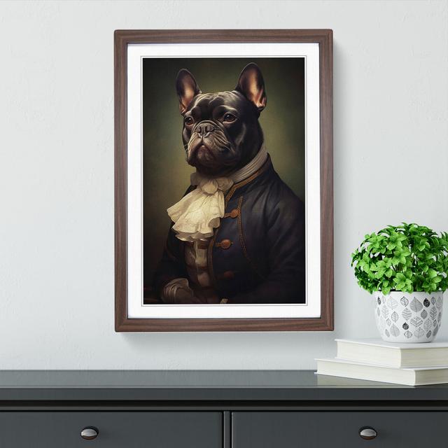 French Bulldog Romanticism - Single Picture Frame Print on Wood Big Box Art Size: 46cm H x 34cm W x 2cm D, Frame Colour: Walnut on Productcaster.