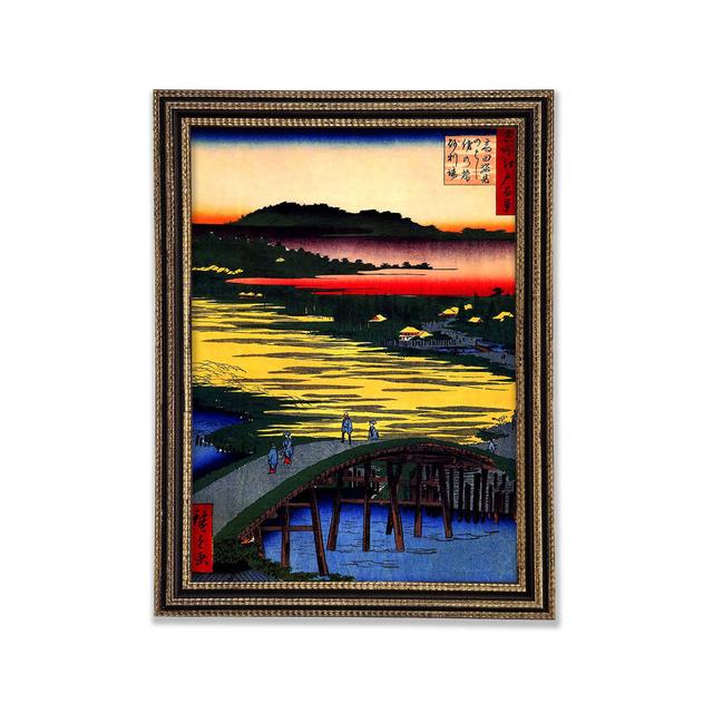 Gerahmtes Leinwandbild Hiroshige Sugatami Bridge Rosalind Wheeler Größe: 59,7 cm H x 42 cm B x 3 cm T, Format: Schwarz Gold Gerahmtes Papier on Productcaster.