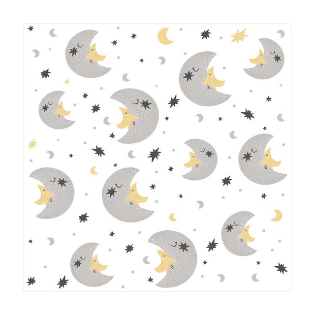 Yanis Moon and Star Kiss White/Grey/Yellow Indoor/Outdoor Rug Zoomie Kids Rug Size: Square 140cm on Productcaster.