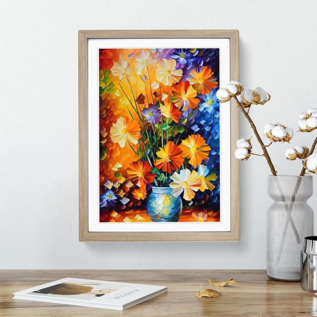 Mixed Flowers in a Vase No.6 - Picture Frame Painting Marlow Home Co. Size: 64cm H x 46cm W x 2cm D, Frame Colour: Oak on Productcaster.