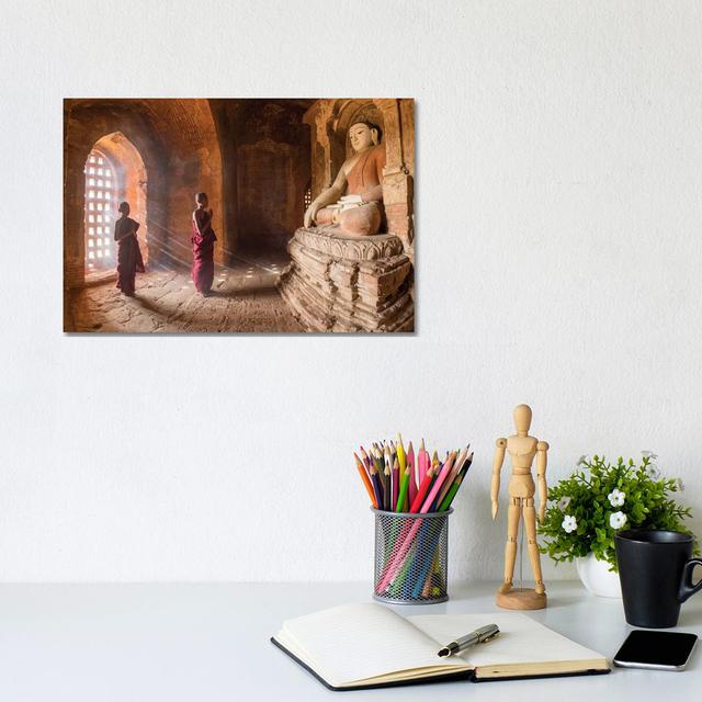 Two Young Novice Monks Praying to Buddha in an Old Temple in Bagan, Myanmar by Jan Becke - Wrapped Canvas Graphic Art Latitude Vive Size: 20.32cm H x on Productcaster.