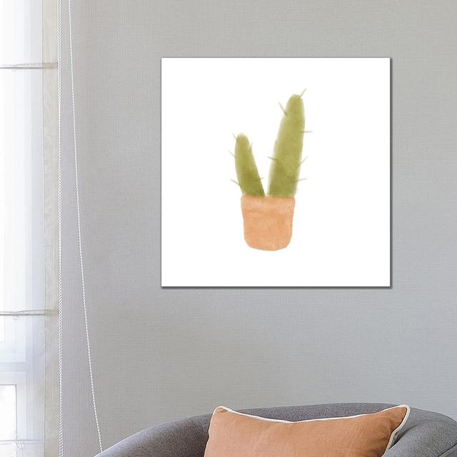 Watercolour Cactus II by Bannarot - Wrapped Canvas Graphic Art Bloomsbury Market Size: 66.04cm H x 66.04cm W x 3.81cm D on Productcaster.