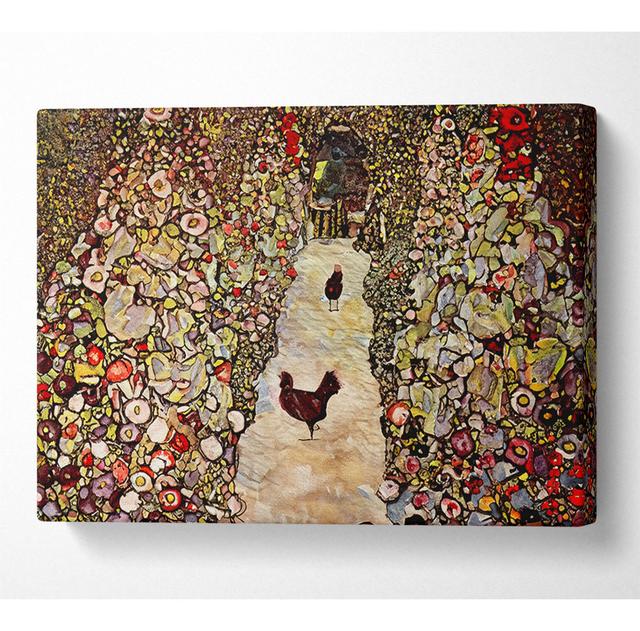 Klimt Garden Path with Chickens - Wrapped Canvas Art Prints Brambly Cottage Größe: 81 cm H x 121,9 cm B on Productcaster.