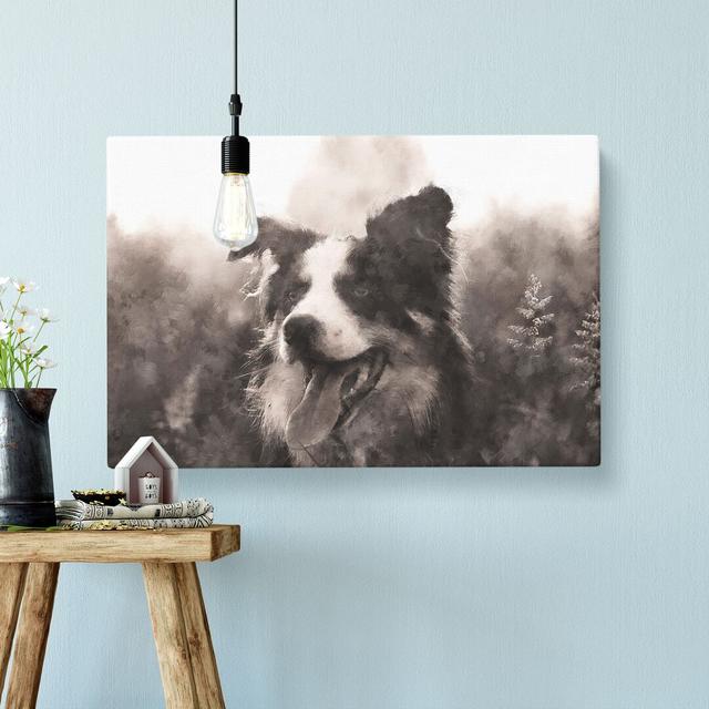 Border Collie Dog In A Meadow - Wrapped Canvas Painting East Urban Home Size: 60cm H x 91cm W x 4cm D on Productcaster.