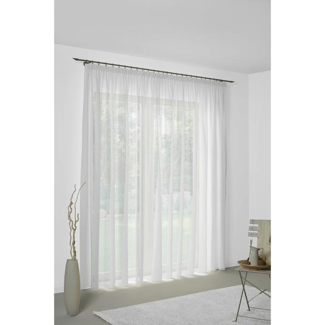 Sunday 82% Polyester And 18% Cotton Semi Sheer Pinch Pleat Curtain Panel Wirth Curtain Colour: White, Panel Size: 142cm Width x 395cm Drop on Productcaster.