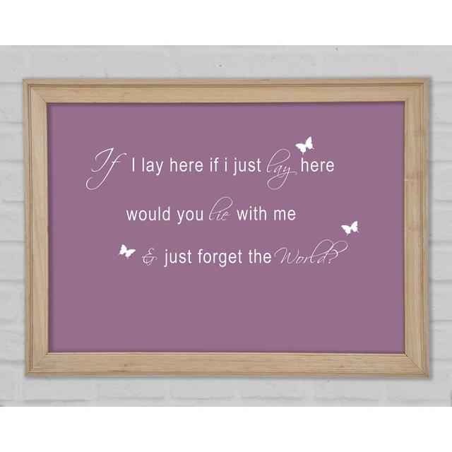 Music Quote If I Lay Here Snow Patrol 2 Dusty Pink Framed Print Happy Larry Size: 21cm H x 29.7cm W x 1.5cm D on Productcaster.