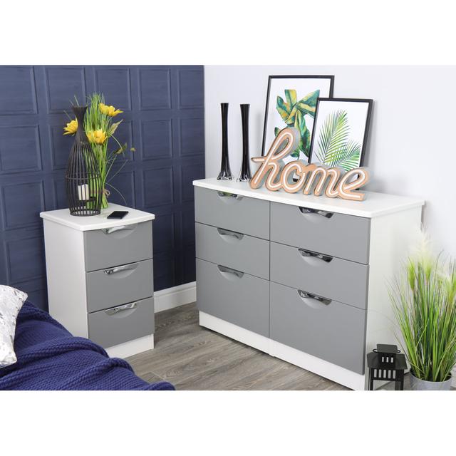 Fully Assembled Leodis 5 - Drawer Chest of Drawers Ebern Designs Colour: Dusk Grey/White on Productcaster.