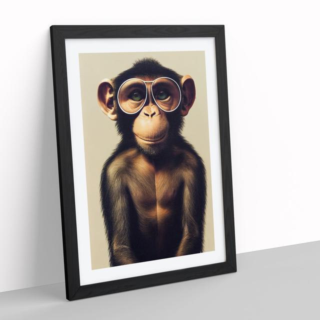 A Monkey in Glasses No.2 - Picture Frame Painting 17 Stories Size: 46cm H x 34cm W x 2cm D, Frame Colour: Black Framed on Productcaster.