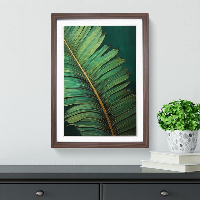 Palm Leaf Tachisme - Single Picture Frame Print on Wood 17 Stories Size: 46cm H x 34cm W x 2" D, Format: Walnut Framed on Productcaster.