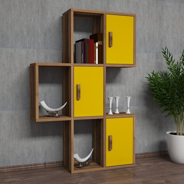 Tallapoosa Wall Shelf Ebern Designs Finish: Walnut/Yellow on Productcaster.