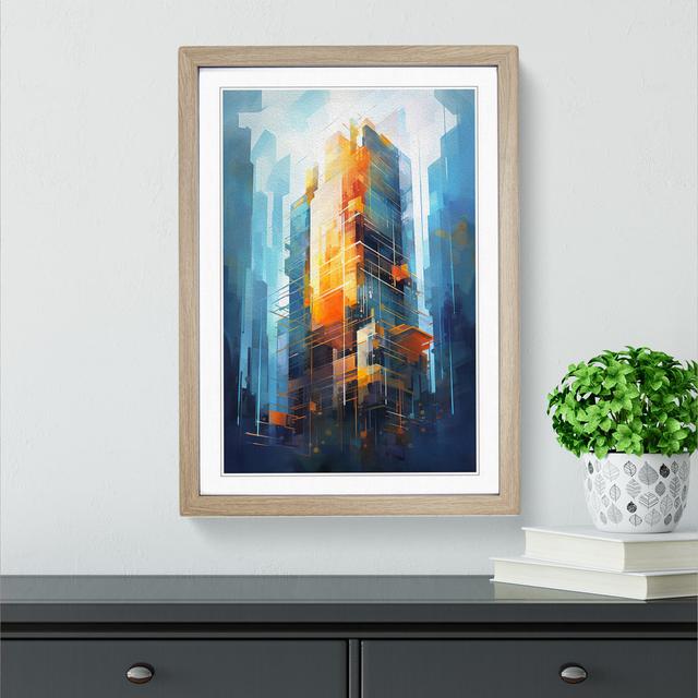 Skyscraper Gestural No.2 - Single Picture Frame Print on Wood 17 Stories Frame Colour: Oak, Size: 46cm H x 34cm W x 2cm D on Productcaster.