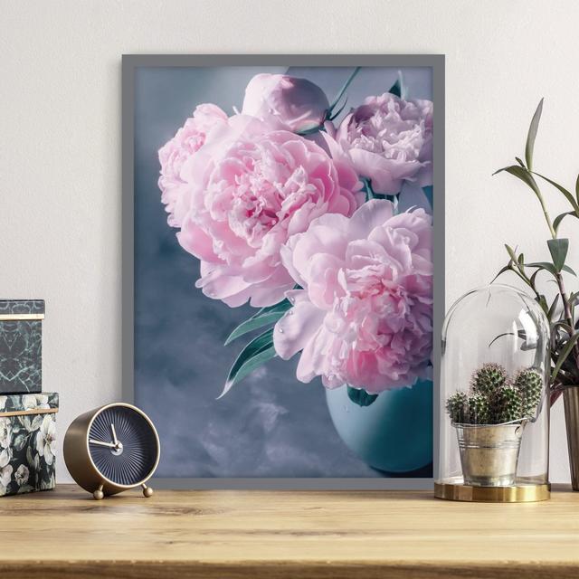 Vase with Pink Peonies Shabby - Picture Frame Photograph Canora Grey Size: 70cm H x 50cm W x 2cm D, Framed Option: Grey Framed on Productcaster.