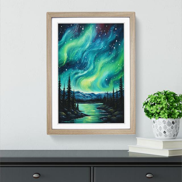 Northern Lights Modern No.2 Alpen Home Size: 64cm H x 46cm W x 2cm D, Frame Colour: Oak on Productcaster.