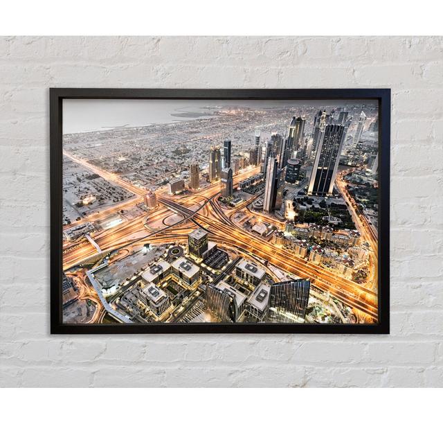 Golden City Roads - Single Picture Frame Art Prints on Canvas Bright Star Size: 84.1cm H x 142.2cm W x 3.3cm D on Productcaster.